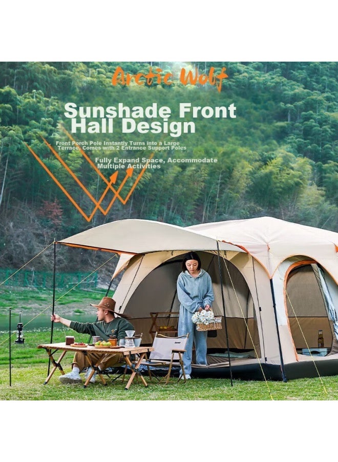Beijilang Tent, Outdoor Family Camping, Portable, Sun-proof, Rain-proof, Multi-person, Large Space, Camping, Double-layer, Two-room, One-living Room, Cloud Gray - Image 2