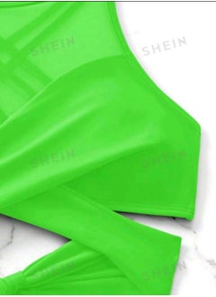 Shein SHEIN Swim Contrast Mesh Criss Cross Ruched Bikini Set  - Image 5
