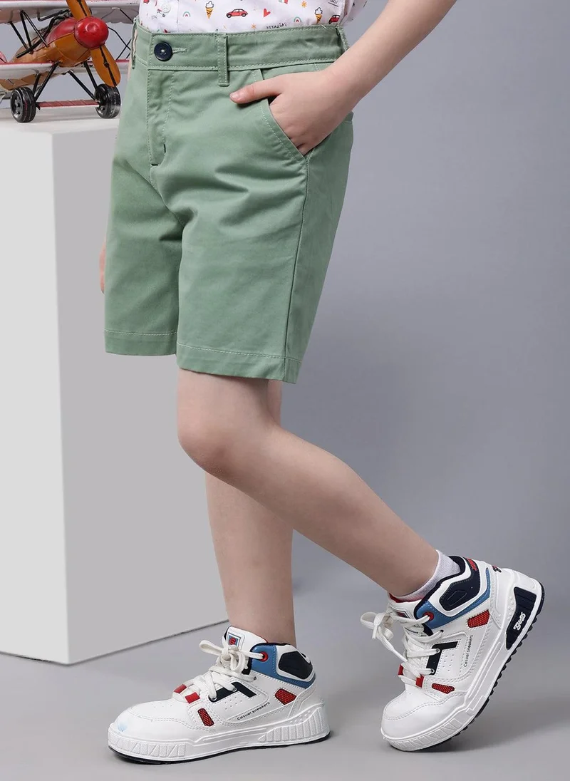 One Friday One Friday Kids Boys Green Cotton Shorts