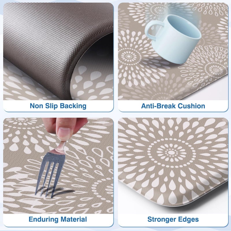 LuxStep Kitchen Mats for Floor,Cushioned Rug Anti-Fatigue Mats for Kitchen Decor Accessories,Waterproof Non-Slip Mats and Rugs Set for Office,Floor,Laundry 17.3"Ã—30"+17.3"Ã—47",Khaki - Image 5