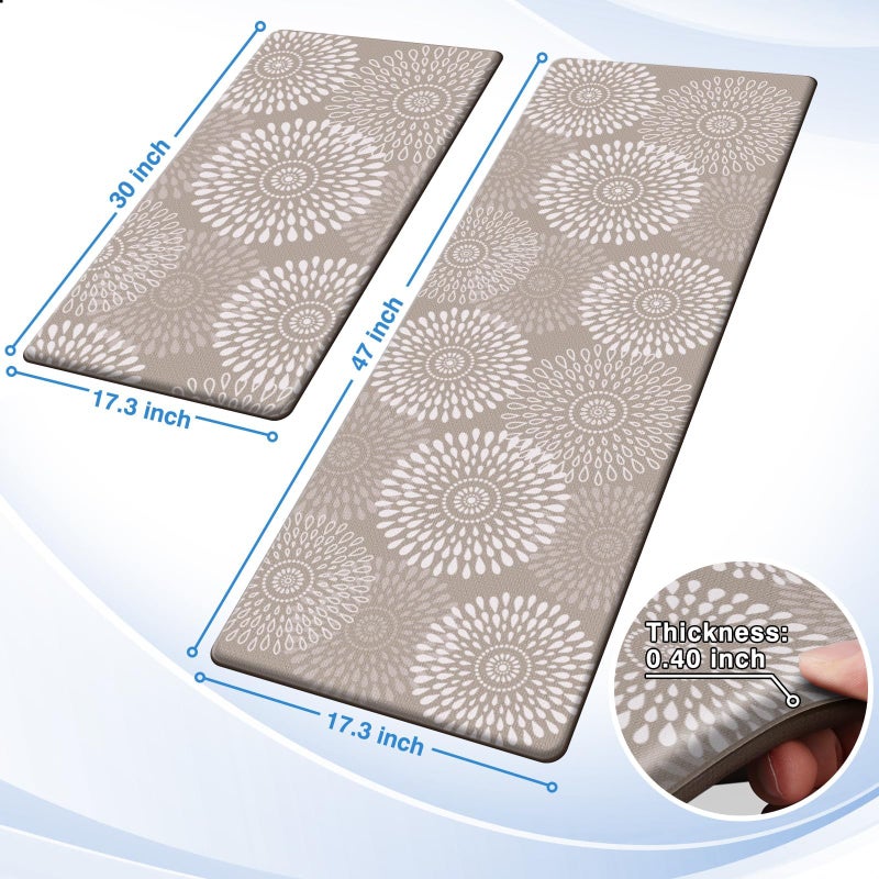 LuxStep Kitchen Mats for Floor,Cushioned Rug Anti-Fatigue Mats for Kitchen Decor Accessories,Waterproof Non-Slip Mats and Rugs Set for Office,Floor,Laundry 17.3"Ã—30"+17.3"Ã—47",Khaki - Image 2
