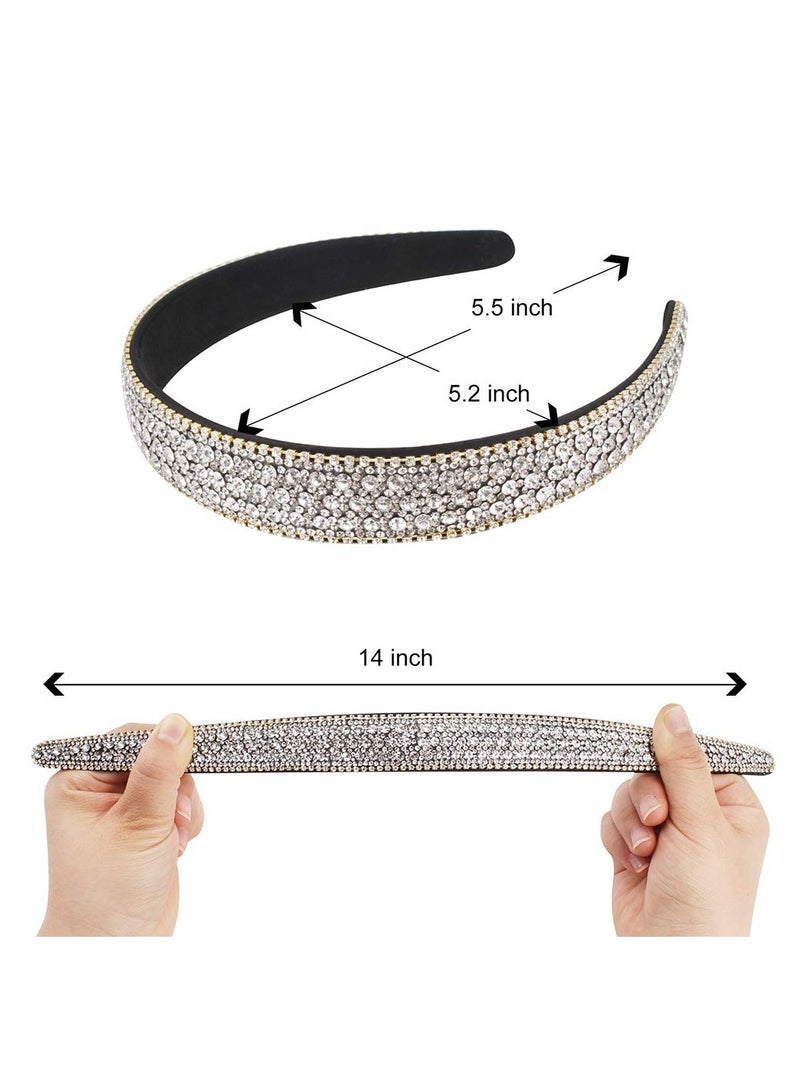 DOUGEI 2 PCS Rhinestone Headbands for Women, Glitter Crystal Headband Fashion Jeweled Headbands for Girls, Gorgeous Hair Accessories for Women Silver Rainbow Color - Image 5