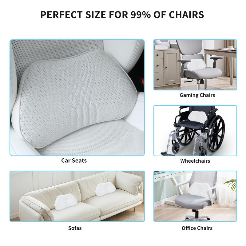 Dapucarin Lumbar Support Pillow for Car Seat, Office Chair Nappa Leather Memory Foam Lower Back Cushion for Back Pain Relief Improve Posture, Ergonomic Back Rest for Gaming Chair, White, 1PC - Image 5