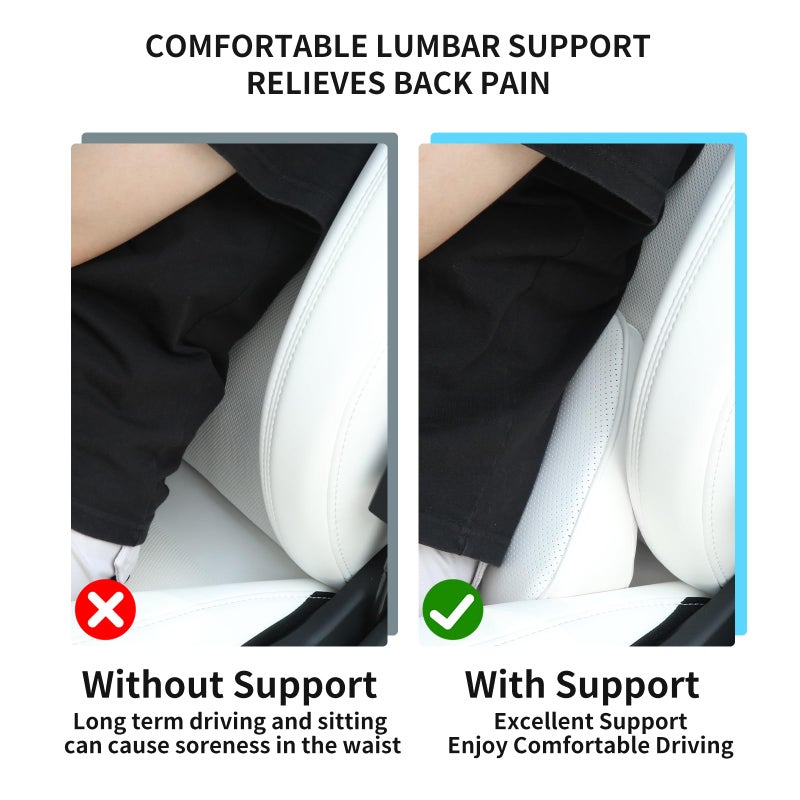Dapucarin Lumbar Support Pillow for Car Seat, Office Chair Nappa Leather Memory Foam Lower Back Cushion for Back Pain Relief Improve Posture, Ergonomic Back Rest for Gaming Chair, White, 1PC - Image 4