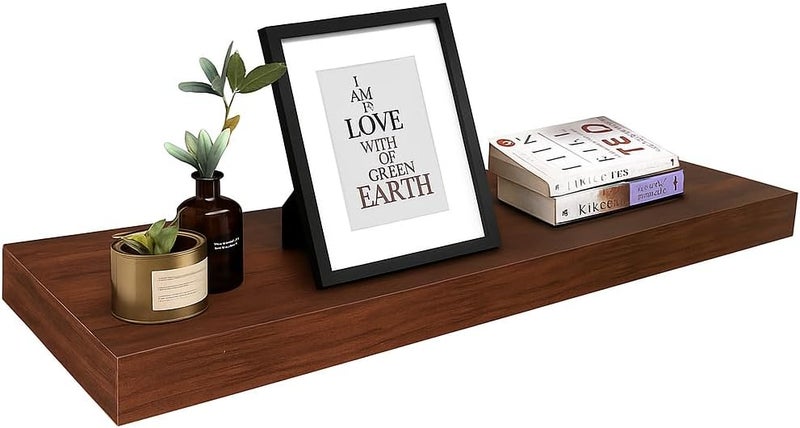 FITTO 40cm & 60cm Floating Wall Shelves, Available in White, Black, Oak Effect, and Brown Finishes - Wall-Mounted Storage Shelf for Bedroom, Living Room, Bathroom, Modern Home Decor - Image 1