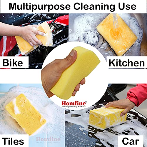 Homfine® Pack of 2Pcs Sponge Foam Scrubber for Multipurpose Cleaning Kitchen Utensils, Crockery, Bathroom Tiles, Glass, Mirror and Automobiles (Size :13x7x4cm) - Image 4