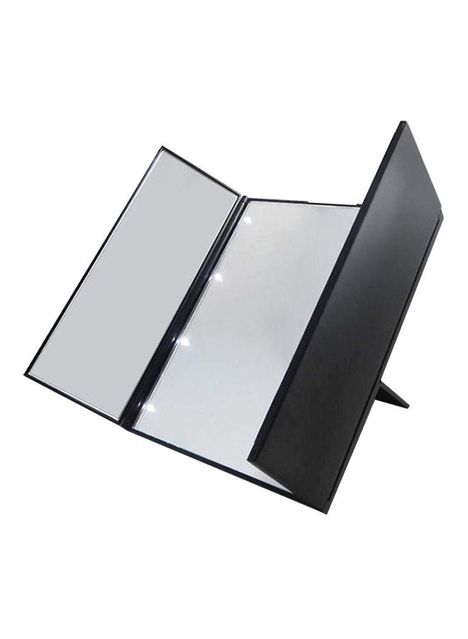 NIBEMINENT Folding Travel Illuminated Make Up Dressing Desktop Mirror 8 Led Light Black - Image 1