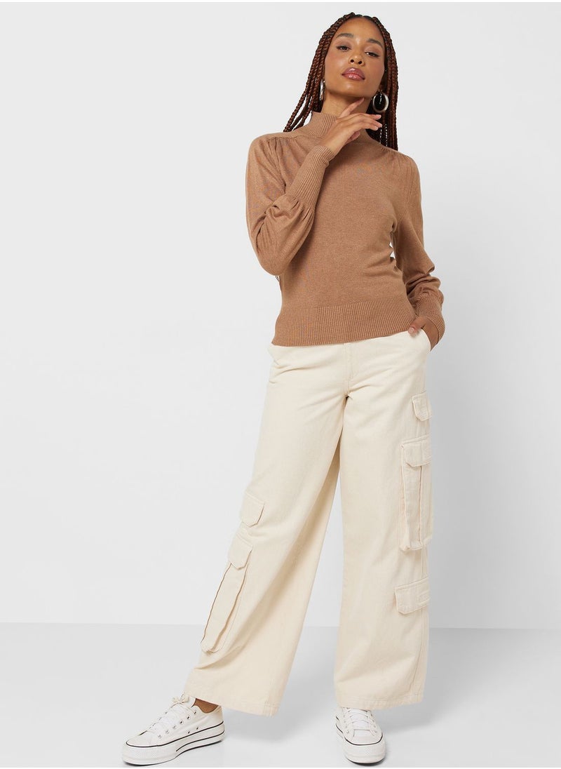 ONLY - Balloon Sleeve High Neck Sweater - Image 1