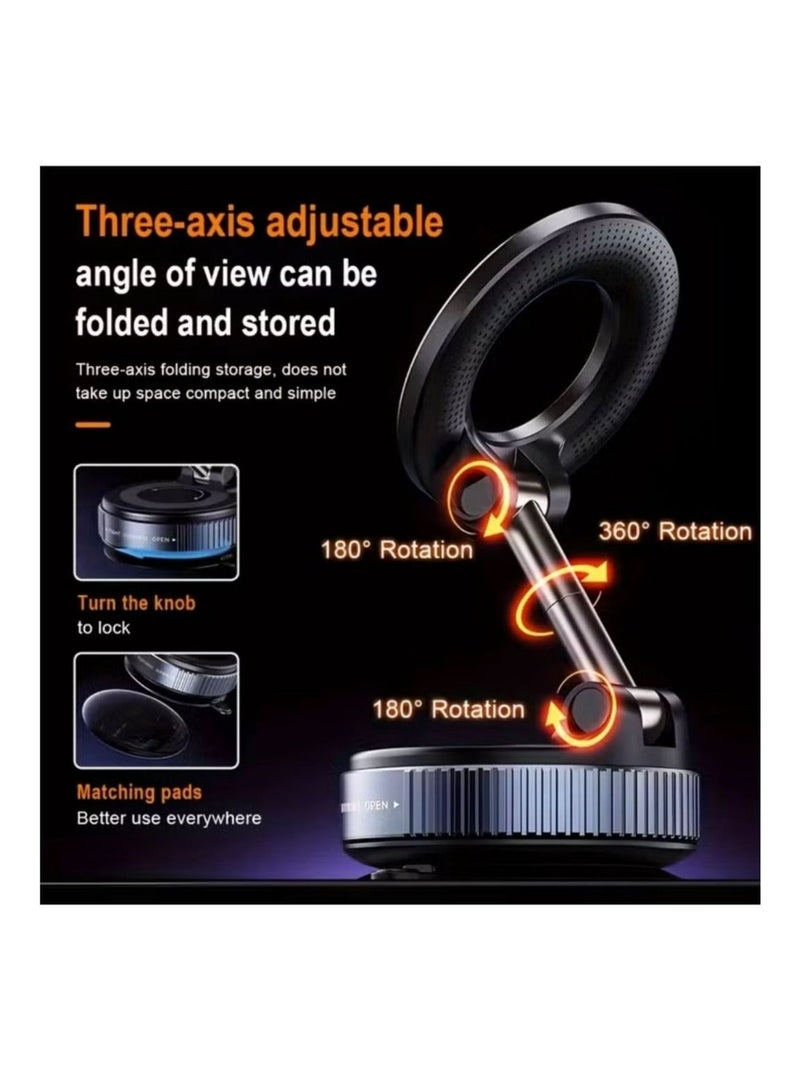 K007 Magnetic Car Phone Holder 360° Rotation | Strong Vacuum Suction Car Mount | MagSafe Compatible Stand | Universal For All Smartphones - Image 5
