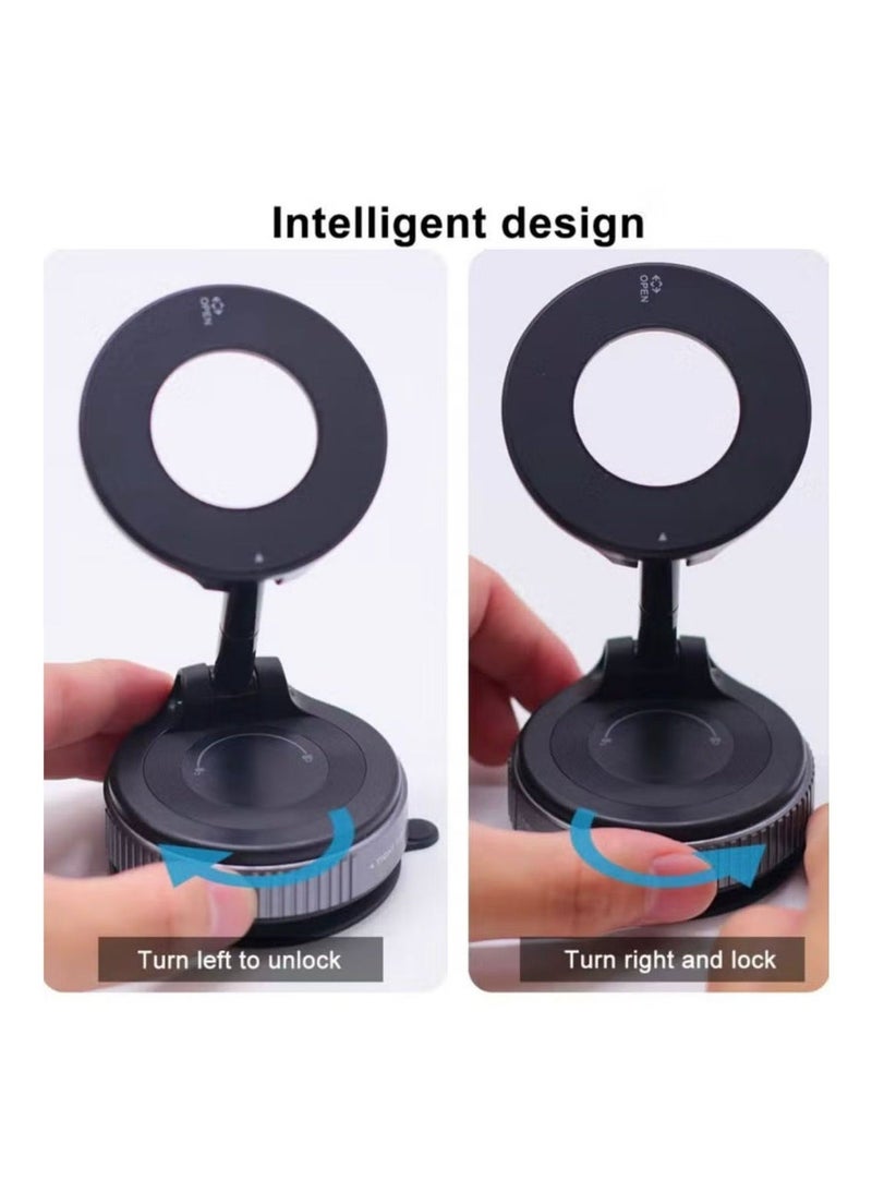 K007 Magnetic Car Phone Holder 360° Rotation | Strong Vacuum Suction Car Mount | MagSafe Compatible Stand | Universal For All Smartphones - Image 2