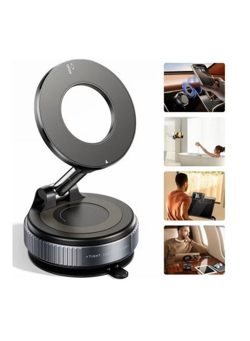 K007 Magnetic Car Phone Holder 360° Rotation | Strong Vacuum Suction Car Mount | MagSafe Compatible Stand | Universal For All Smartphones - Image 1