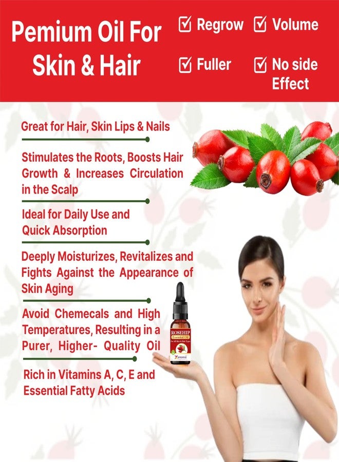 Zenomia Rosehip Seed Oil - Premium Cold Pressed Oil for Glowing Skin, Hair & Nails - Reduces Scars, Fine Lines & Stretch Marks - Pure & Natural (10ml) - Image 4