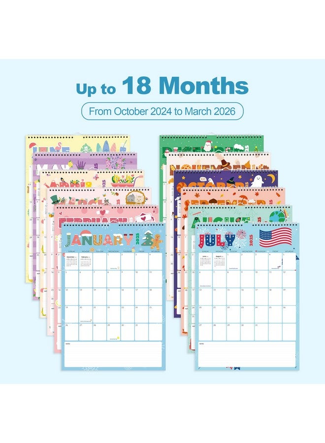 SUNEE Calendar 2025 18 Months Wall Calendar Oct. 2024 - Mar. 2026, 12"X17" Big Hanging Calendar With Note, Past Month And Next Month For Organizing & Planning, Cute - Image 4