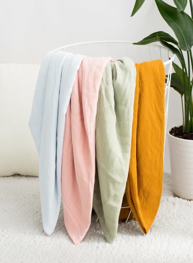 GINAMUSE 4-Pack Muslin Swaddle Blankets for Unisex100% Cotton 47 x 47 inches Soft Breathable Newborn Receiving Blanket for Boys and Girls Green - Image 1
