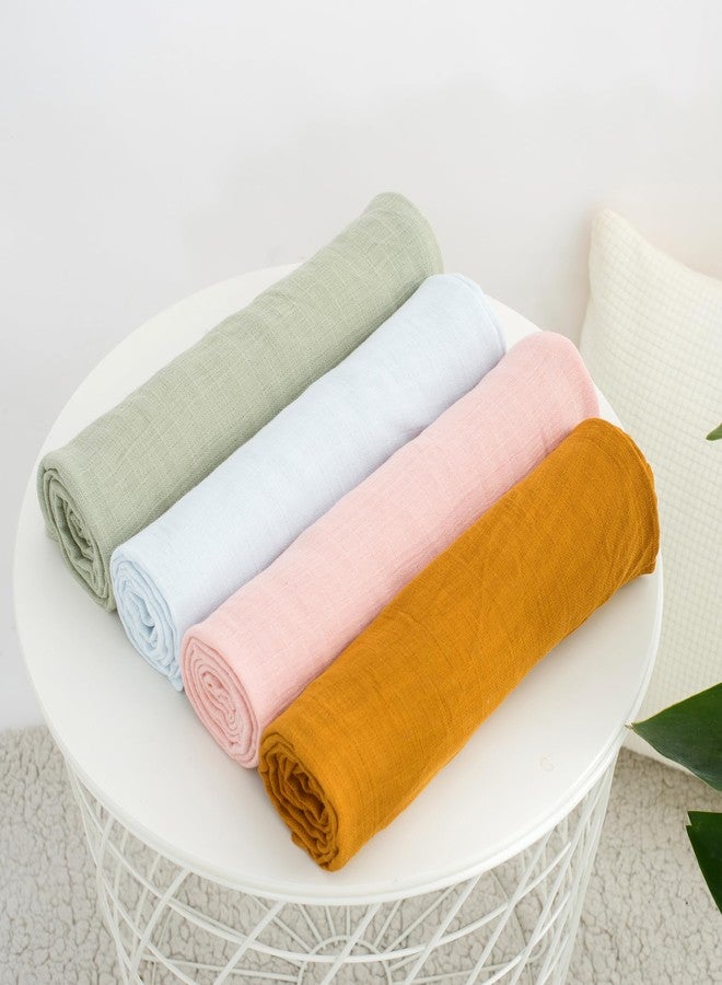 GINAMUSE 4-Pack Muslin Swaddle Blankets for Unisex100% Cotton 47 x 47 inches Soft Breathable Newborn Receiving Blanket for Boys and Girls Green - Image 2