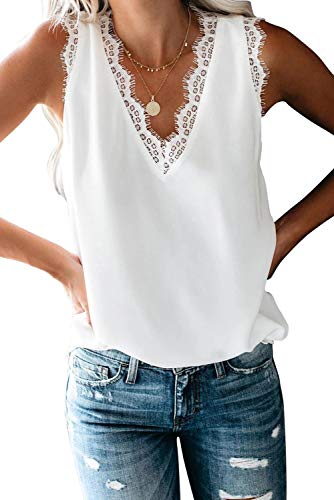 lime flare Women Sexy Summer Lace Trim Satin Cami Tank Tops Dressy Silk Summer Shirt Camisole White - Image 1