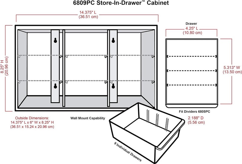 ArtBin 6809PC Store In Drawer Cabinet Sewing & Craft Organization, Plastic Storage Unit with 9 Drawers, White with Clear Drawers - Image 3