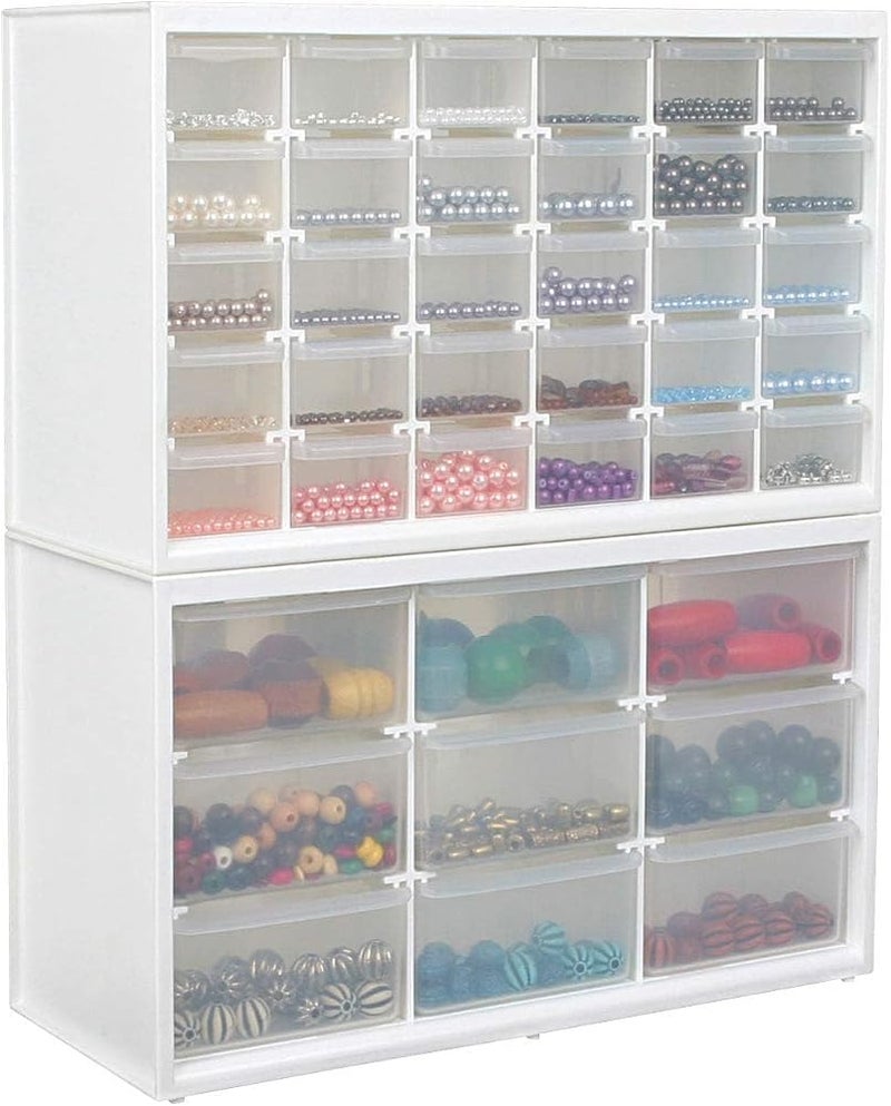 ArtBin 6809PC Store In Drawer Cabinet Sewing & Craft Organization, Plastic Storage Unit with 9 Drawers, White with Clear Drawers - Image 4