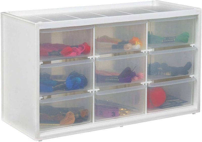 ArtBin 6809PC Store In Drawer Cabinet Sewing & Craft Organization, Plastic Storage Unit with 9 Drawers, White with Clear Drawers - Image 5