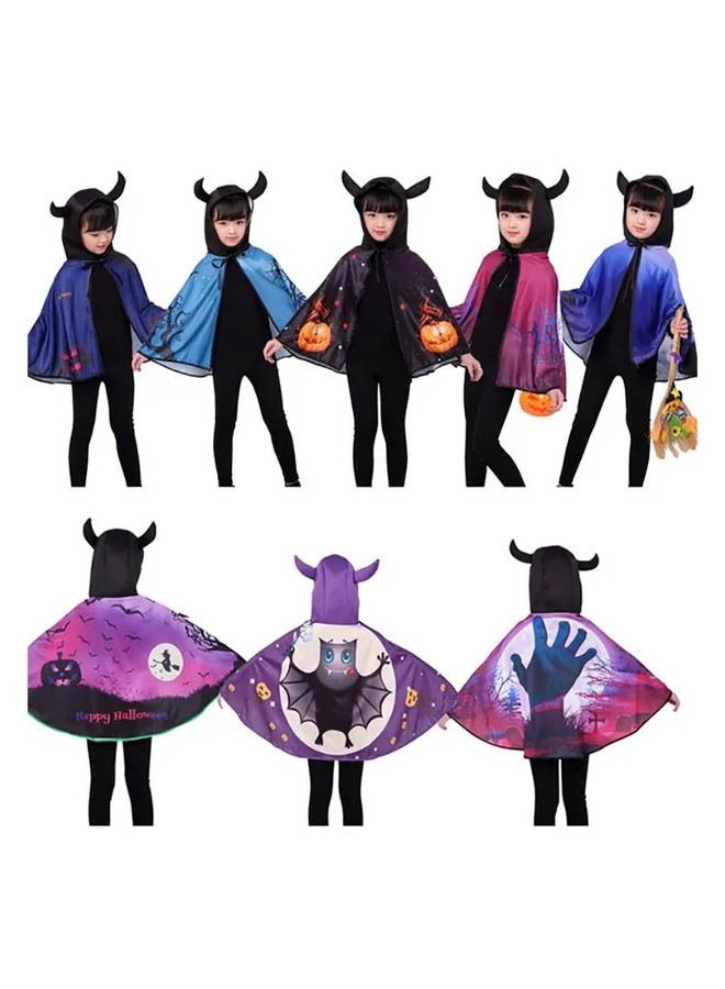 Brain Giggles Brain Giggles Cape with Horn Costume Design for Cosplay Party Unisex Kids Skull 90x140cm  - Image 3