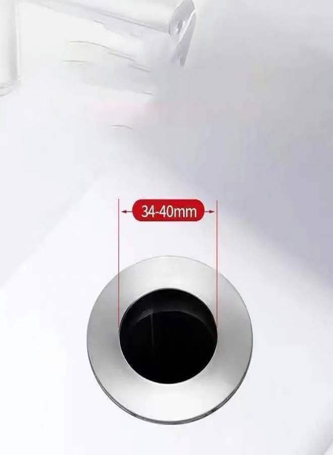 ارواق فلتر تصريف حوض عالمي قابل للتركيب من الكروم مع سدادة تصريف حوض الحمام سهلة الدفع - Image 2