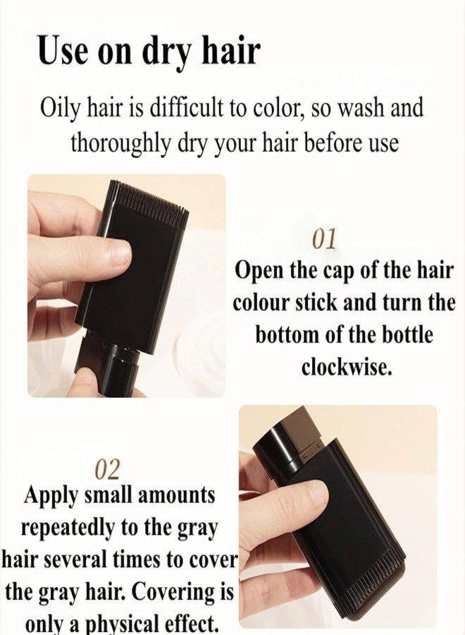 VBA Hair Dye Comb, Convenient 2 in 1 Hair-Colour-Stick with Comb Applicator, Grey Hair Cover Up Stick, Sweat-Proof Hair Concealer for Women & Men (BLACK) - Image 2
