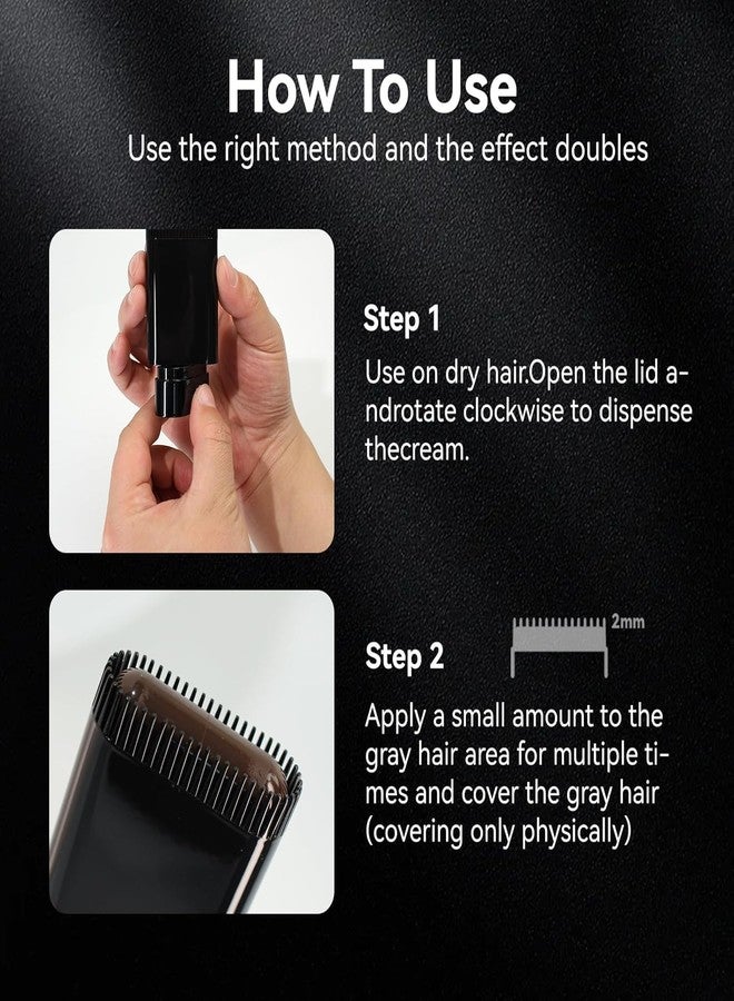 VBA Hair Dye Comb, Convenient 2 in 1 Hair-Colour-Stick with Comb Applicator, Grey Hair Cover Up Stick, Sweat-Proof Hair Concealer for Women & Men (BLACK) - Image 3