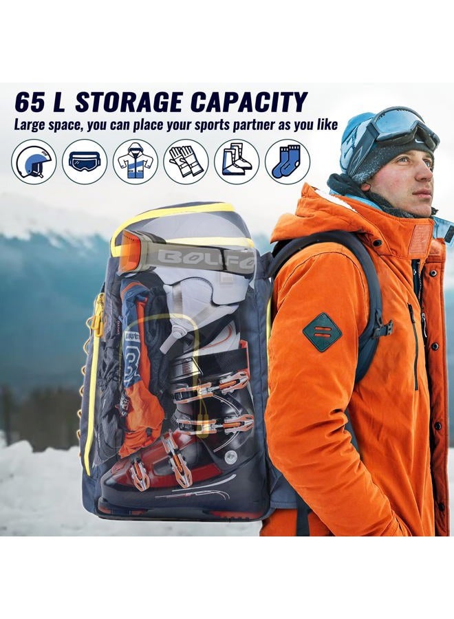 RESVIN Ski Boot Bag, 65L Durable Travel Backpack, 1686D Nylon Waterproof Snowboard Boot Bag, Skiing and Snowboarding Travel Luggage for Helmet, Goggles, Gloves, Outerwear & Accessories - Image 2