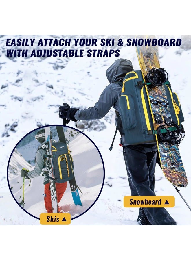 RESVIN Ski Boot Bag, 65L Durable Travel Backpack, 1686D Nylon Waterproof Snowboard Boot Bag, Skiing and Snowboarding Travel Luggage for Helmet, Goggles, Gloves, Outerwear & Accessories - Image 3