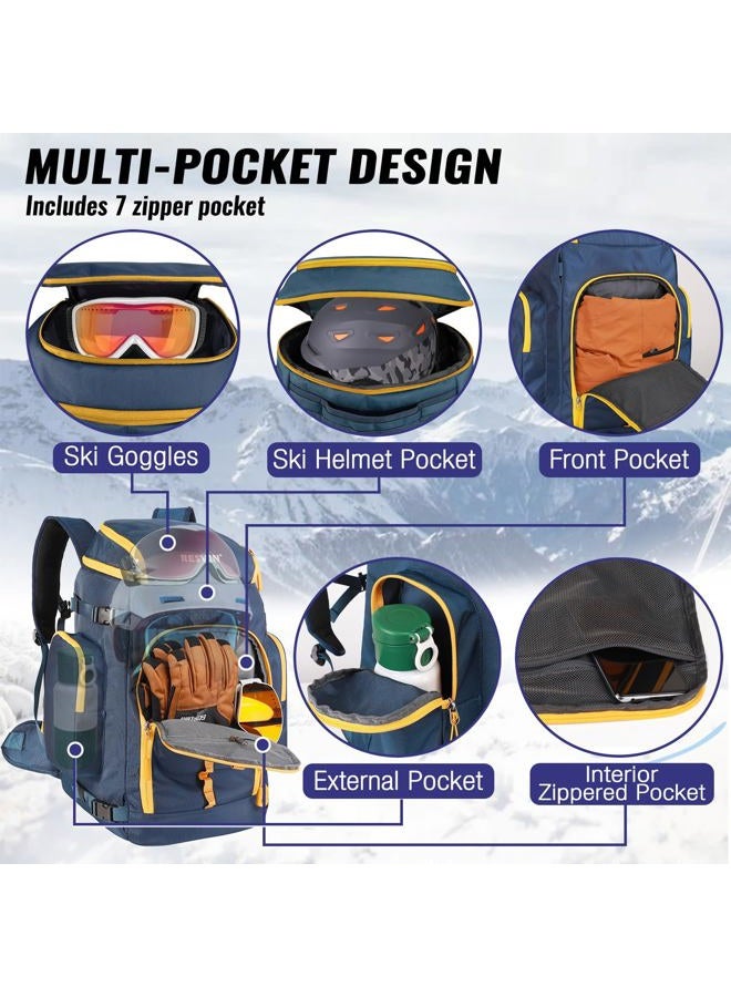RESVIN Ski Boot Bag, 65L Durable Travel Backpack, 1686D Nylon Waterproof Snowboard Boot Bag, Skiing and Snowboarding Travel Luggage for Helmet, Goggles, Gloves, Outerwear & Accessories - Image 4