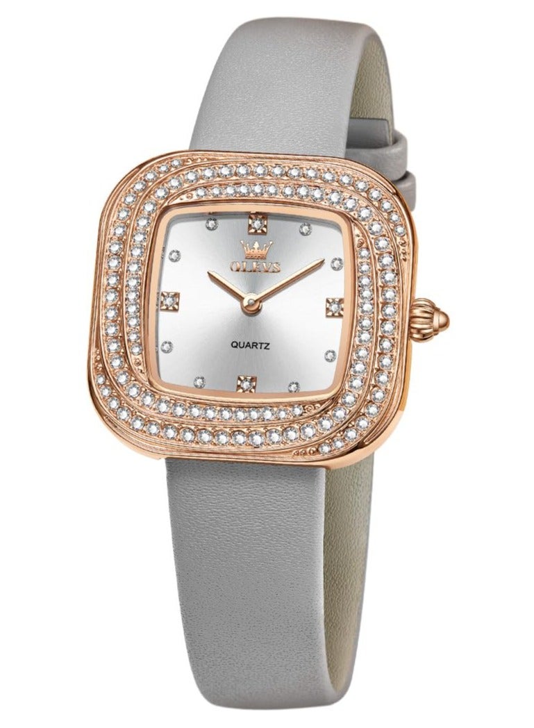 OLEVS Women's Business Leather Strap Small Dial Formal Analog Quartz Waterproof Luminous Classic Casual Retro Strap 5512 - Image 1
