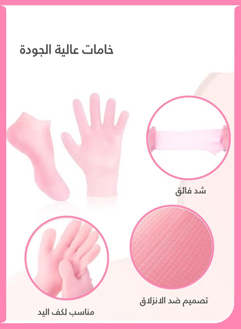 LUMYA 2 Pairs Moisturizing Gloves and Gel Socks Set, Silicone Spa Socks and Gloves, Non Slip Design, Foot and Hand Softening, Callus and Pedicure Care - Image 4