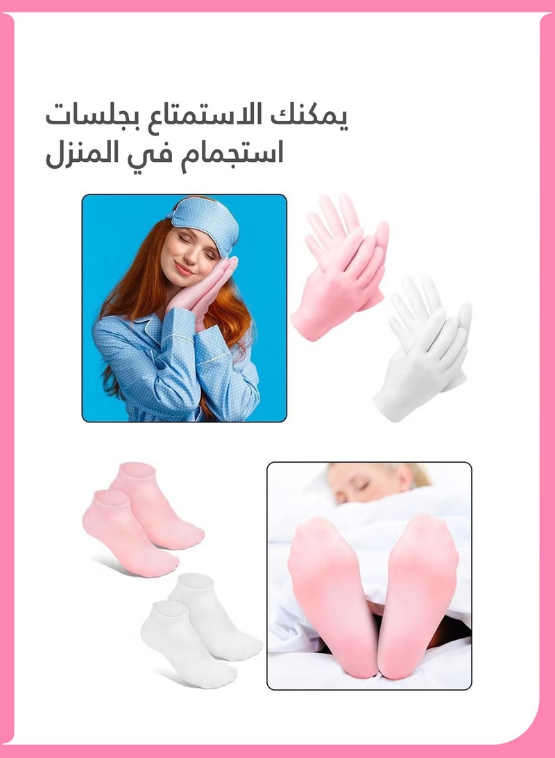 LUMYA 2 Pairs Moisturizing Gloves and Gel Socks Set, Silicone Spa Socks and Gloves, Non Slip Design, Foot and Hand Softening, Callus and Pedicure Care - Image 3