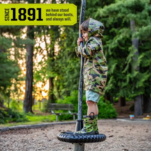 Western Chief Boys Waterproof Printed Rain Boot with Easy Pull on Handles - Camo, 3 M US Little Kid - Image 5