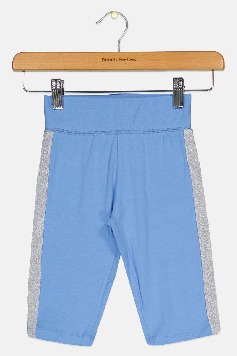 Cool Club Kids Girl Pull On Metallic Shorts, Baby Blue  - Image 1