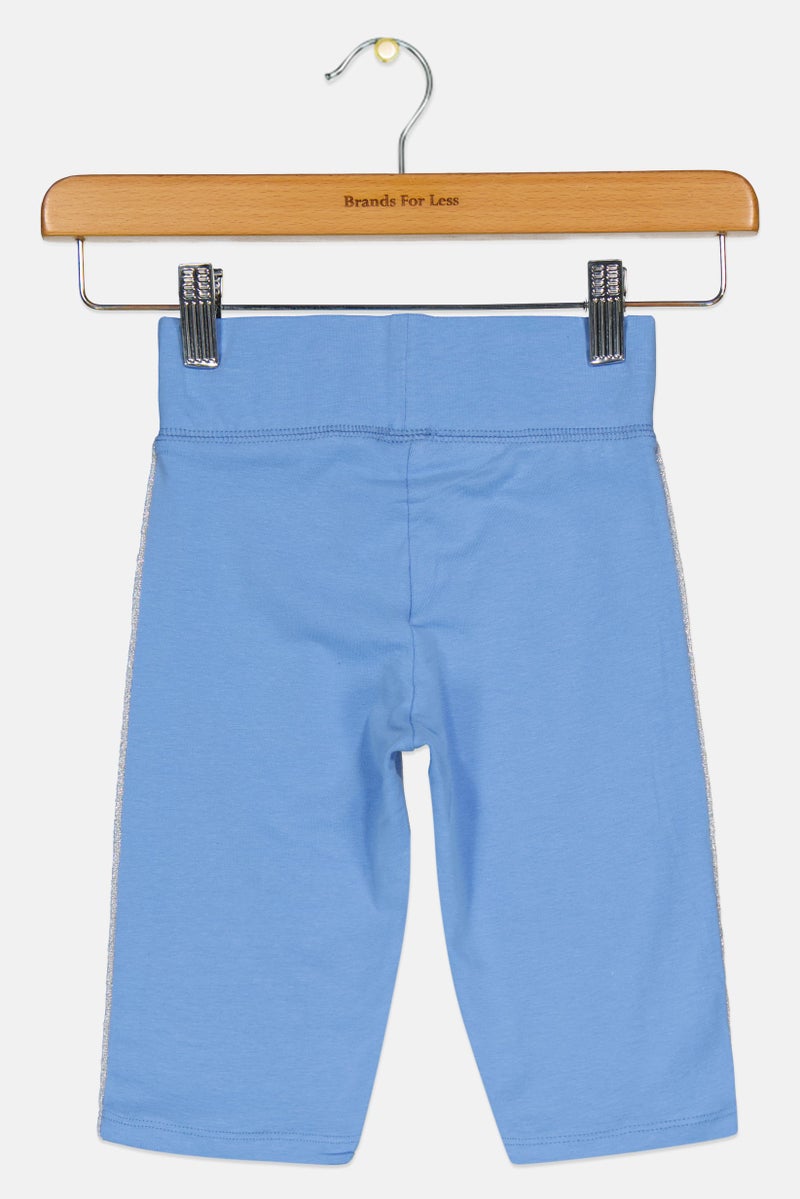 Cool Club Kids Girl Pull On Metallic Shorts, Baby Blue  - Image 2
