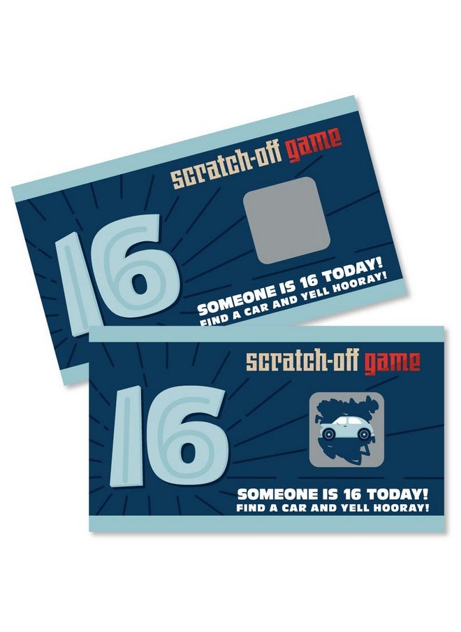 Big Dot of Happiness Big Dot of Happiness Boy 16th Birthday - Sweet Sixteen Birthday Party Game Scratch Off Cards - 22 Count  - Image 1