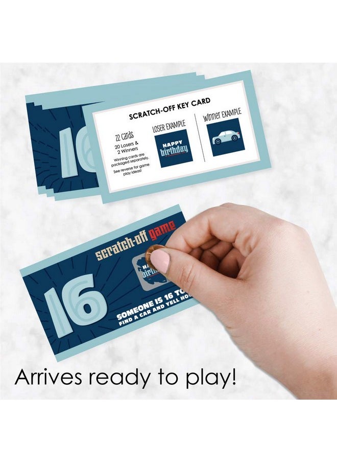 Big Dot of Happiness Big Dot of Happiness Boy 16th Birthday - Sweet Sixteen Birthday Party Game Scratch Off Cards - 22 Count  - Image 2