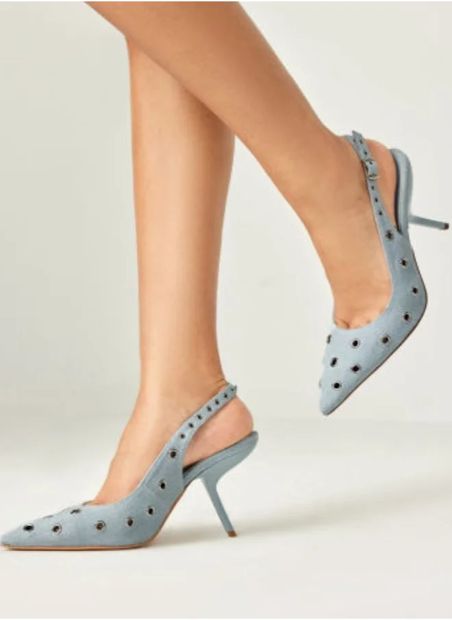 Ginger Pointed Toe Eyelet Slingback Pumps