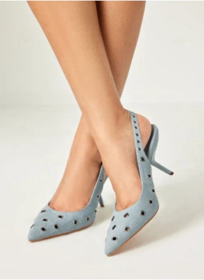Ginger Pointed Toe Eyelet Slingback Pumps