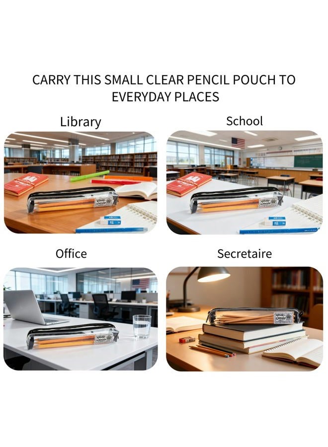 RE ROUGH ENOUGH Slim Thin Small Cute Clear Pencil Case Pouch for Kids Boys Girls Adults School Stationary Art Supplies for College Students Teacher Office - Image 5