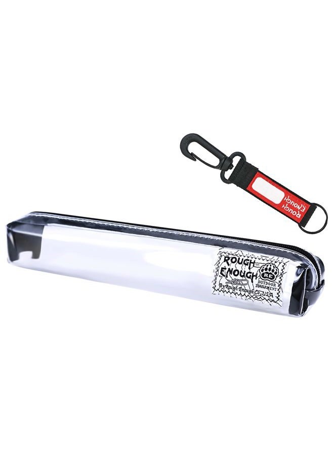 RE ROUGH ENOUGH Slim Thin Small Cute Clear Pencil Case Pouch for Kids Boys Girls Adults School Stationary Art Supplies for College Students Teacher Office - Image 1