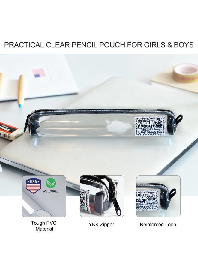 RE ROUGH ENOUGH Slim Thin Small Cute Clear Pencil Case Pouch for Kids Boys Girls Adults School Stationary Art Supplies for College Students Teacher Office - Image 4