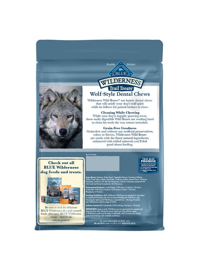 بلو بافلو مكافآت الكلاب من Wilderness Wild Bones Grain-Free Dental Chews، متوسطة الحجم، كيس 27 أونصة - Image 2