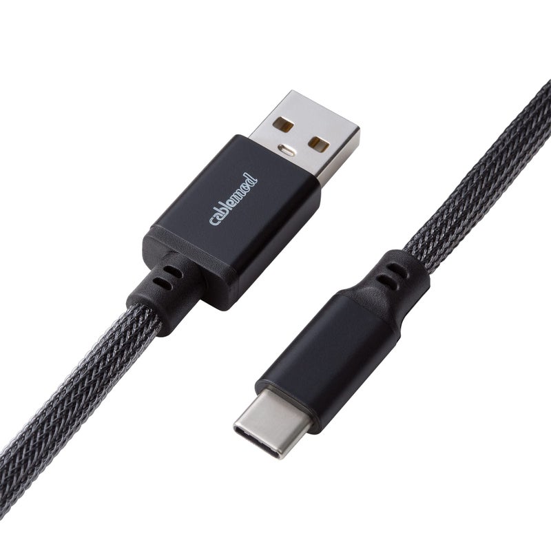 CableMod كابل مود كلاسيك ملفوف لكابل لوحة المفاتيح (رمادي كربوني، USB A إلى USB Type C، 150 سم) - Image 3
