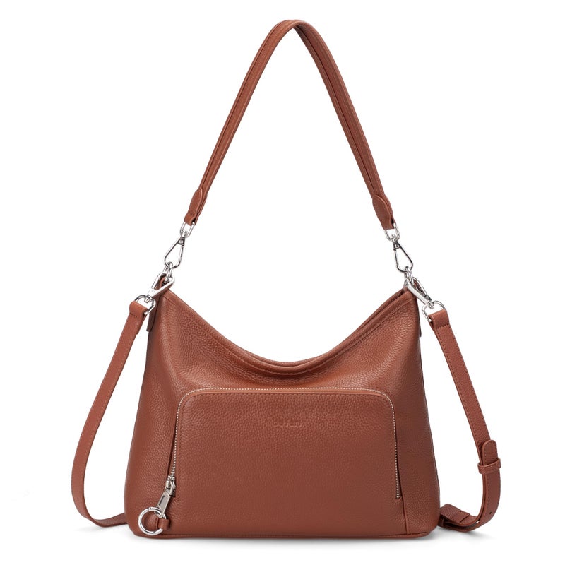 befen Genuine Leather Hobo Bag Purses for Women, Anti Theft Built in RFID Wallet Crossbody Bag Purses, Soft Real Women's Shoulder bag Handbags with 2 Adjustable Shoulder Straps and 4 Zippersï¼ŒBrown - Image 1