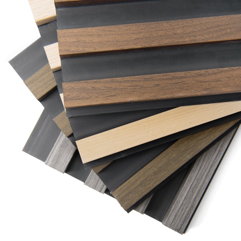 Art3d 4Pack 6 x 6 Inch WPC Wood Slat Wall Panel for Interior Wall Dcor 3D Wood Fluted Acoustic Wall Paneling for Living Room Bedroom Home Office 4 Colors