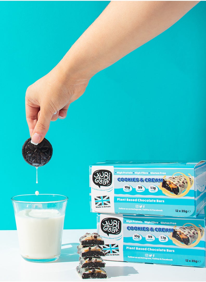 YuBi Bar Yubi Bar Vegan Cookies & Cream Protein Bars – 12 x 35 g (Total 420 g) – 99 Calories, High Protein & Fibre, Low Sugar, Gluten & Dairy-Free Snack, Made in UK  - Image 2
