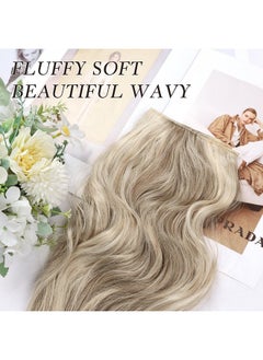 NAYOO NAYOO Clip in Hair Extensions for Women 14 Inch Short Wavy Curly Ash Brown Mix Platinum Blonde Hair Extension Full Head Synthetic Hair Extension Hairpieces (6PCS, Ash Brown Mix Platinum Blonde)  - Image 4