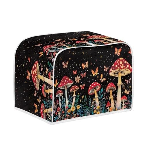 Talayituse Mushroom Butterfly Flower Print 2 Slice Toaster Covers Dust Protection Bread Maker Covers Toaster Oven Cloth Cover Kitchen Accessories Washable Appliance Cover with Handle - Image 3